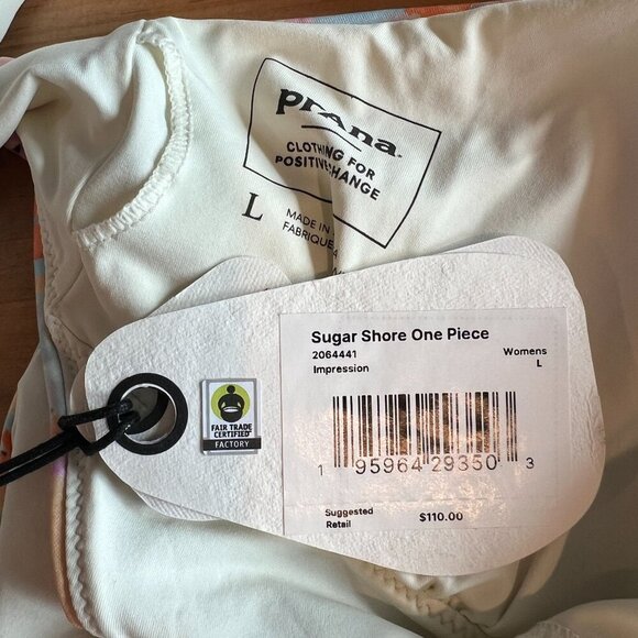 prAna Womens Sugar Shore One-Piece Swimsuit LARGE in Floral Impression - Picture 7 of 8